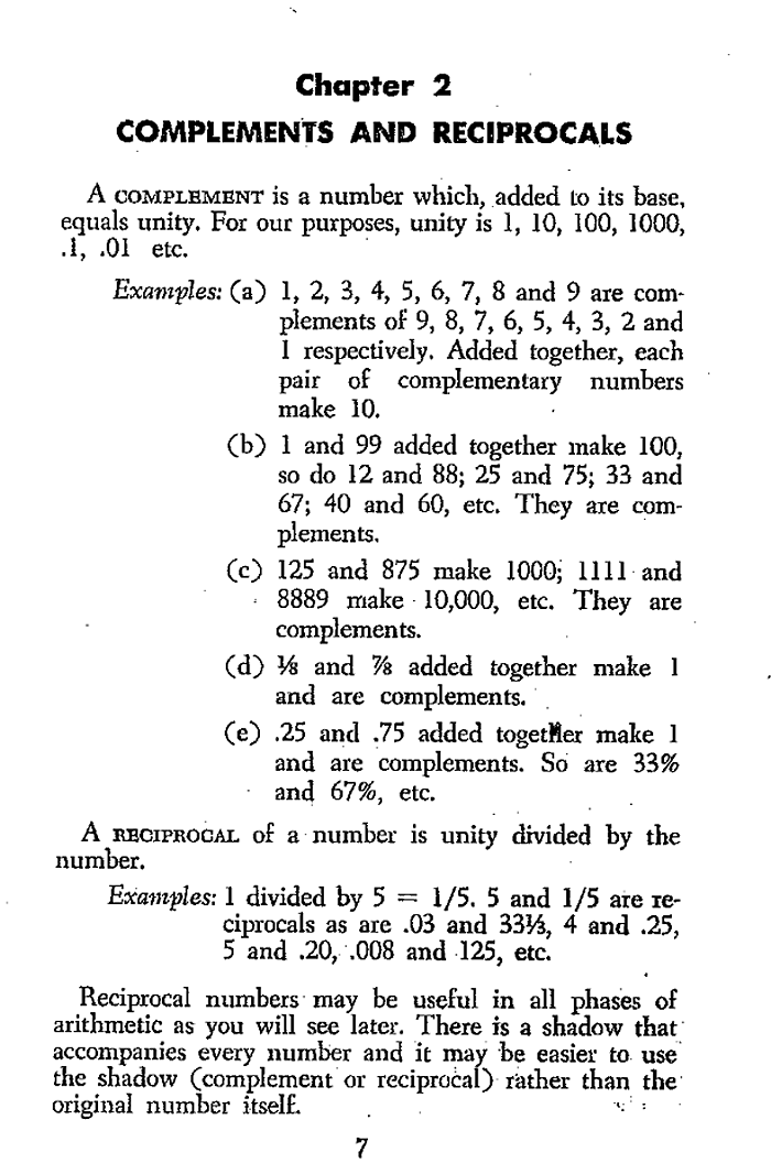 Complements and Reciprocals