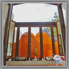 Room 209 Bathroom from courtyard