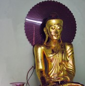 The aura behind will be lit at night. Shwedagon Pagoda