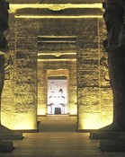 On Rameses' birthday and coronation day, the sun shines through the temple onto the statues at the back.