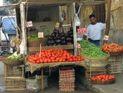 A trailer with vegetables