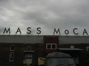 Mass MoCA sign, from the rear, North Adams MA