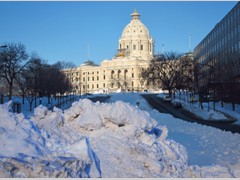 Minnesota Capitol Building with piles of snow0940