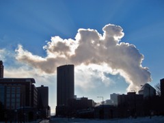 Steam from a power plant dominates the St Paul sky
0942