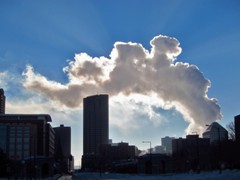 Steam from a power plant dominates the St Paul sky
0942