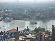 The Saigon River in the smog of a weekday afternoon