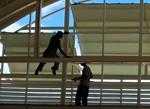 Workmen at La Romana airport, a few miles from Casa de Campo