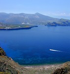 Vulcano Island, with Etna just visible beyond it. (474x500, 83.4 kilobytes)