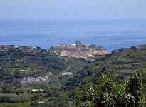 Lipari's Citadel, from the distant hills (682x500, 88.1 kilobytes)