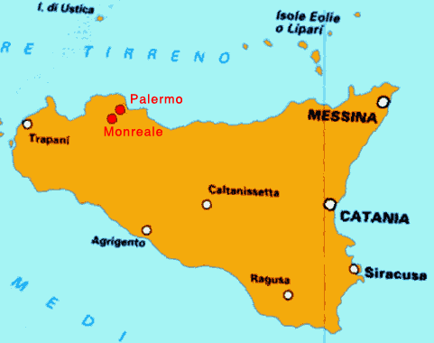 Sicily map showing Palermo