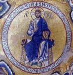 LaMartorana - closeup of Christ Pantocrator (490x500, 87.9 kilobytes)