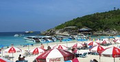 Commercial part of the beach, with Raya Bungalows behind