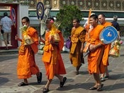 Monks at Wat Po with their presents