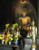 Buddhas in a cave in the chedi
