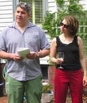 Jonathan reads on Self Reliance, while wife Amy listens